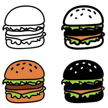 Four hamburger icons in different styles isolated on white background vector