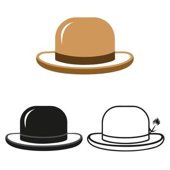 Three bowler hats in different styles and colors isolated on white background vector