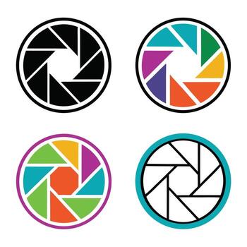 selección de cámara abertura íconos con variado colores aislado en blanco antecedentes vector