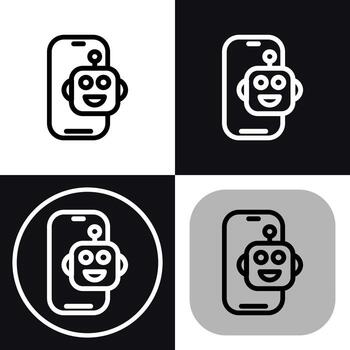AI Robot on Smartphone App Icon Set vector