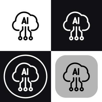 AI Cloud Computing Technology Set vector