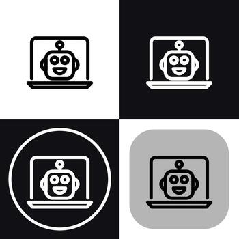 AI Robot on Laptop Screen - Artificial Intelligence Icon Set vector