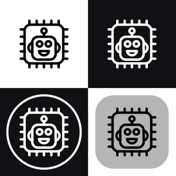 AI Chip Robot Icon - Artificial Intelligence Technology Symbol vector