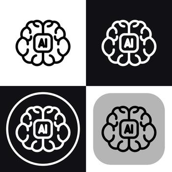 AI Brain Icon - Artificial Intelligence Technology Symbol vector