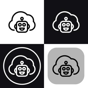 Happy AI Cloud Robot Icon - Artificial Intelligence Symbol vector