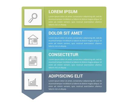 Infographic template with 4 steps with icons and text, workflow, process chart vector