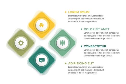 Business circle infographic design template with four options or steps, process, workflow template vector