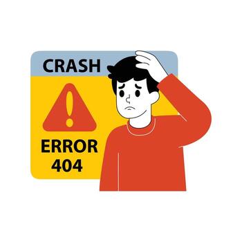 Illustration of a man experiencing an error on a website vector