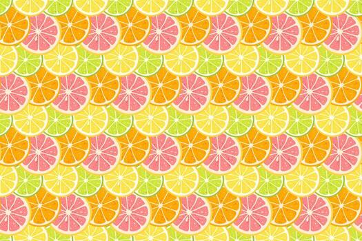 Seamless pattern with slices of orange, grapefruit, lemon and lime. vector