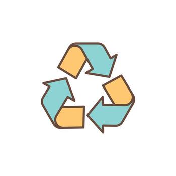 universal recycling symbol with three chasing arrows. Represents the reduce, reuse, recycle loop and environmental action. vector