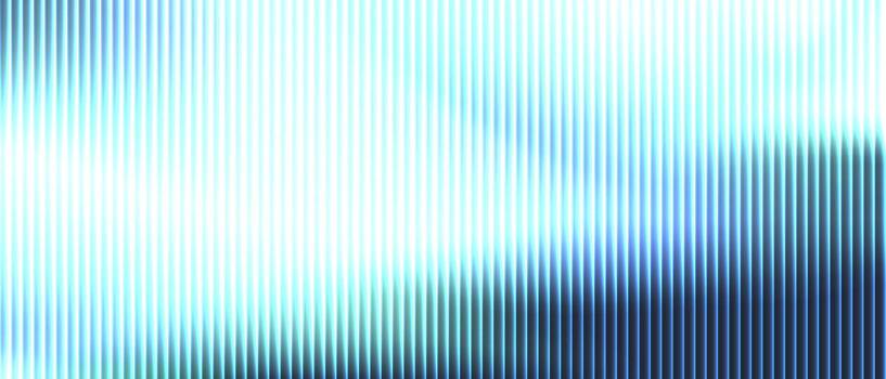 Metallic reeded glass with cool blue highlights and fluid distortion. Bright holographic lines and iridescent waves bring a futuristic shine. Ideal for abstract interfaces or modern UI design. vector