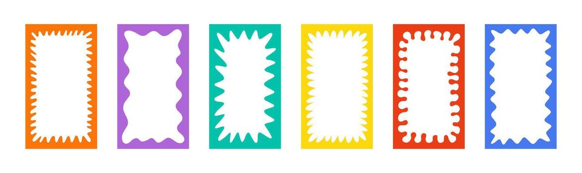 ola rectángulo marco. garabatear guisado al gratén borde frontera con ondulado modelo. gráfico diseño. linda curvo marco caja. geométrico resumen antecedentes. mano dibujado color ilustración vector