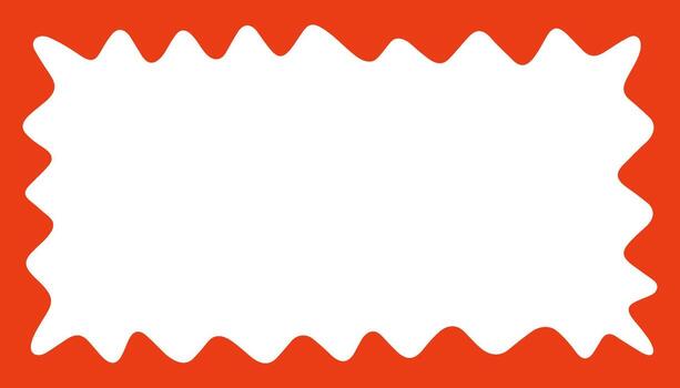 Wave rectangle frame. Doodle scalloped edge border with wavy pattern. Graphic design. Cute curved box. Geometric abstract background. Hand drawn illustration isolated on white background vector