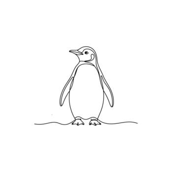 Elegant Single Line Drawing of a Penguin Standing on Ice Detailed and Minimalist Presentation vector