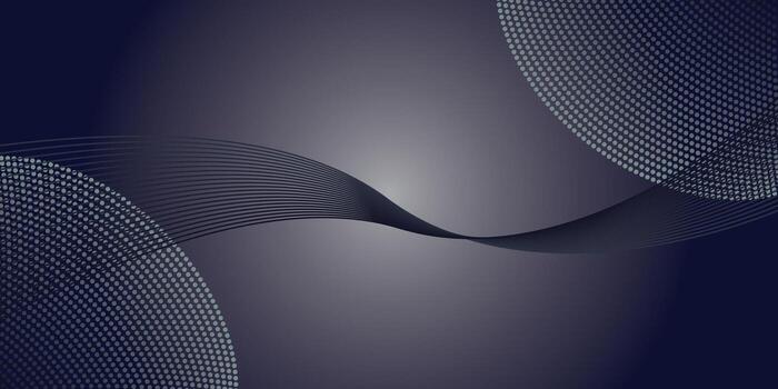 Abstract background with dark to light color gradient, from dark gray to light gray, decorated with wave design elements and dotted circles vector