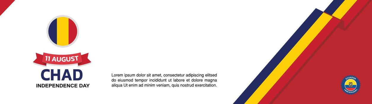 chad Independence Day Design, August 11th design element template with waving ribbon flag on the right, chad map and flag vector