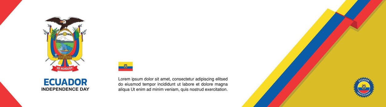 Ecuador Independence Day design, August 10 design elements with country symbol template and ribbon on right, map and flag of Ecuador vector