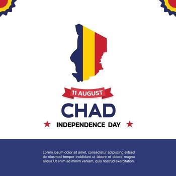 chad Independence Day Design, minimalist template of August 11th design elements with map in the center, chad and flag in the form of poster and banner vector
