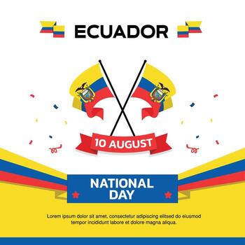 ecuador Independence Day design, August 10th design element box template with flag and at the bottom on background, ecuador map and flag vector
