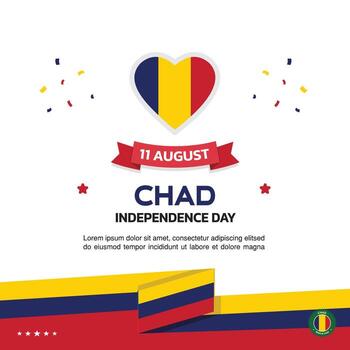 chad Independence Day Design, August 11th design element box template with ribbon at the bottom, chad map and flag vector