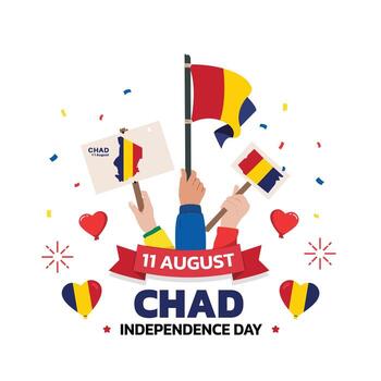 chad Independence Day Design, minimalist template of August 11th design elements with people holding flags and map in the center with the spirit of independence vector