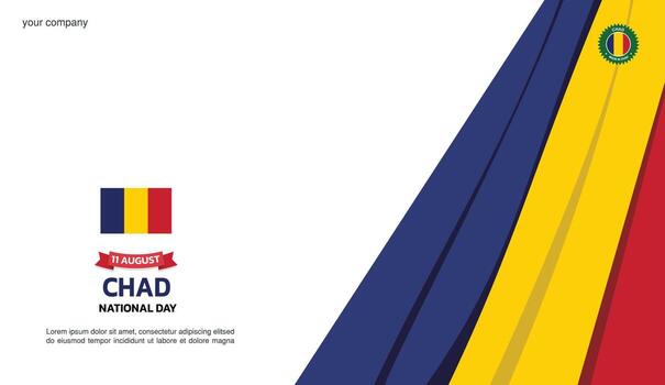 chad Independence Day Design, minimalist template of August 11th design elements with waving curtain on the right, chad map and flag in poster and banner vector