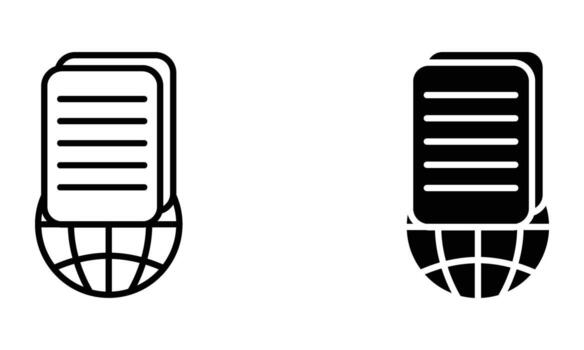 globe with document paper icon vector