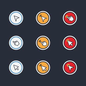 Hand click icon set. Computer mouse click cursor arrow icons. hand cursor icon, Touch screen symbol, pointer sign vector