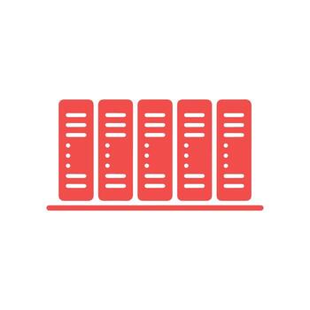 rojo servidor estante icono en blanco antecedentes representando datos almacenamiento y red infraestructura vector
