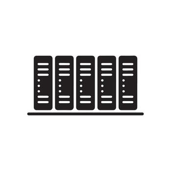 servidor icono negro silueta de múltiple computadora servidores en un blanco antecedentes vector