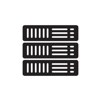 negro servidor estante icono mostrando Tres apilado servidores en un blanco antecedentes vector