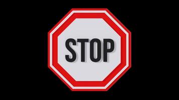 360-Degree Rotating Stop Text Sign Loop Animation on Transparent Background video