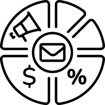 un línea estilo icono denotando segmentación método vector