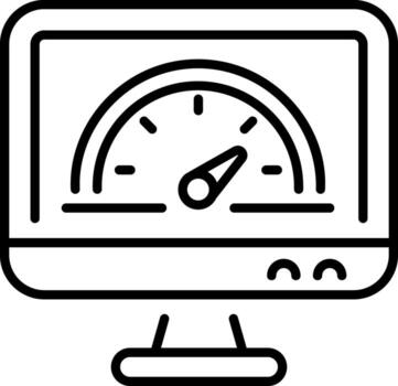 un línea estilo icono representando anuncio actuación estadísticas vector