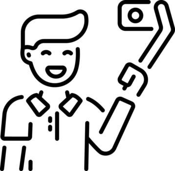 A line style icon showing a vlogging character vector