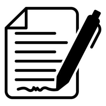 Pen signing contract icon. Simple outline style. Signature, paper, thin line symbol isolated on white background for graphic and web design. Editable stroke EPS 10. vector