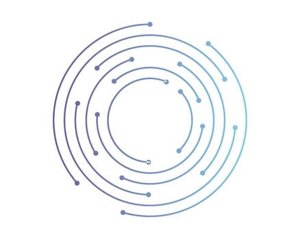 Circuit board circle dots connection. Motherboard electronic technology data, electrical board, cpu. Programming science, computer system elements vector