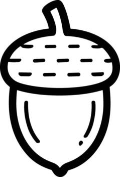 Outlined Acorn Icon with Dashed Cap - Line Art vector