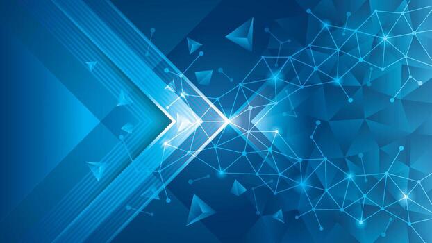 Abstract Digital Technology Futuristic Lines and Dots Triangle Background. Modern Geometric Blue triangles polygon background. Creative ideas for business presentations vector