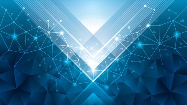 Modern Digital Technology Futuristic Line and Dot Triangle Background. Abstract Geometric Blue triangles polygon background. Creative ideas for business presentations vector