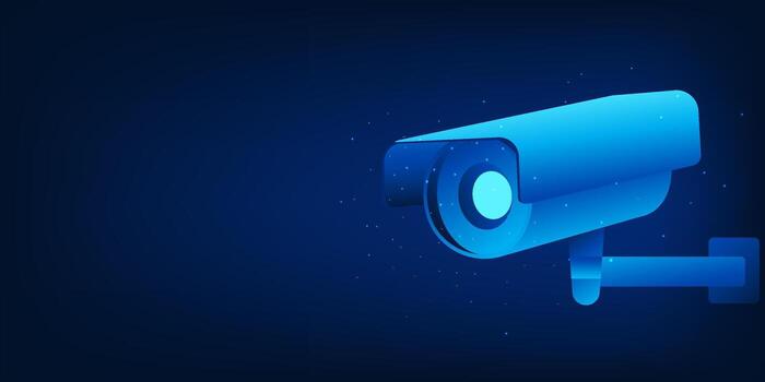 AI power surveillance camera technology with a facial recognition system. Smart CCTV using artificial intelligence to identify individuals for public safety and security. vector