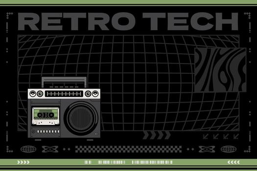 Nostalgic Retro Tech Digital Art of Old Technology Flat Background vector
