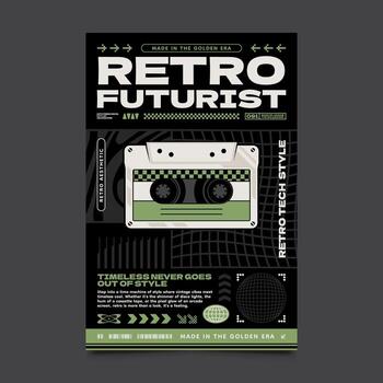 Flat Retro Futurist Tech Graphic Design Poster vector