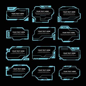 Set of HUD Frames Collection, Game stream frames border, futuristic user interface elements for GUI, UI, UX, KIT, Futuristic user interface graphic box for UI game, Data information infographic vector