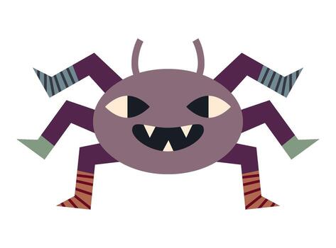 Colorful spider with playful design and distinctive features in a playful style. Isolated illustration. vector