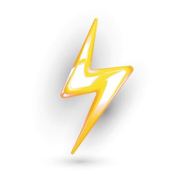 Outlined Lightning Bolt in Yellow Chrome for High-Contrast UI and App Design vector