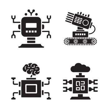Modern Robotics and AI Technology Icons Set vector