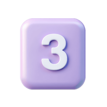 Number three icon on a lavender button A simple clean graphic for counting lists or design elements Round and smooth png