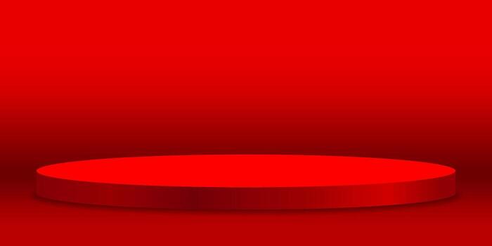 Red round podium on red background, perfect for product display or presentation vector