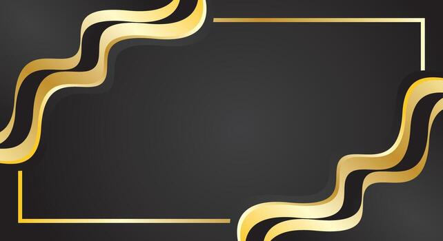 Abstract dynamic waves of gold on black background for certificate vector